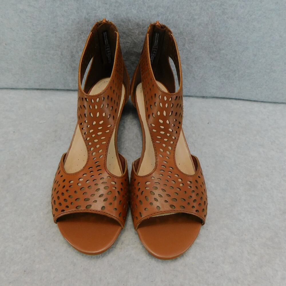 Clarks Women's Shoes Abigail Ruby Perforated Leather Dark Tan Sandal Size 8.5W - Picture 8 of 13